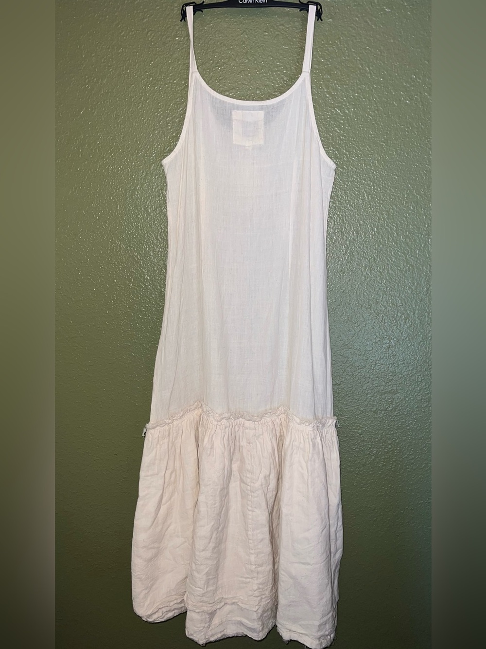 NWT Auntie Oti Natural Ruffle Slip Lightweight Sheer Midi Dress Ruffle Hem Sz S - Picture 2 of 7